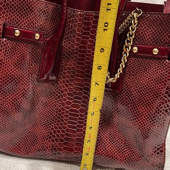Stuart Weitzman small tote/large purse, red reptile see pics for measurements - Picture 9 of 9
